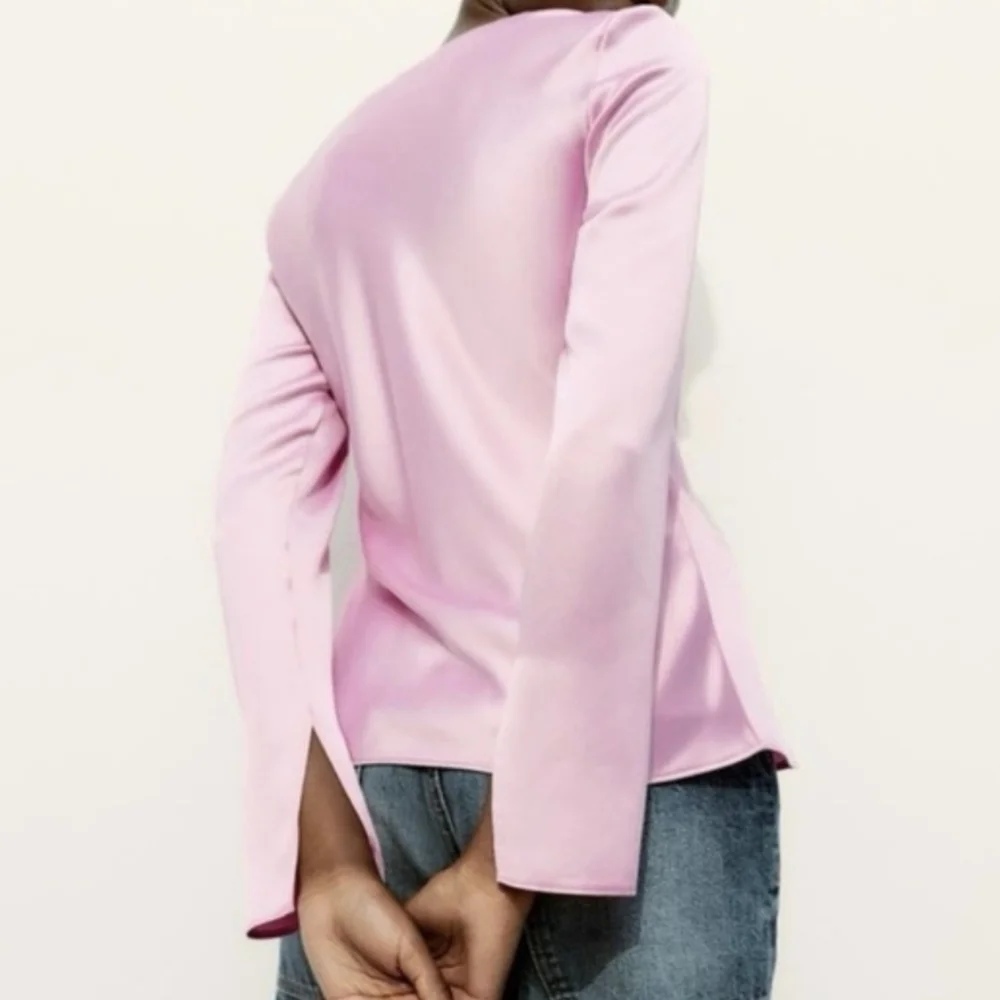 Zara Pink Satin Tie-Front Top Size XXL